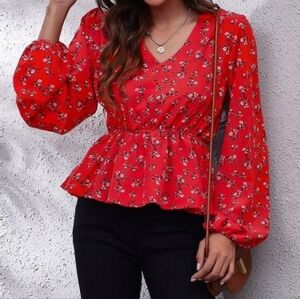 Stylish Print Long Sleeve Blouse with Ruched Detailing